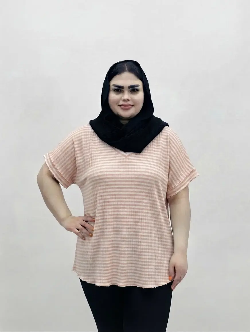تیشرت سایز بزرگ زنانه پلیسه تریکو